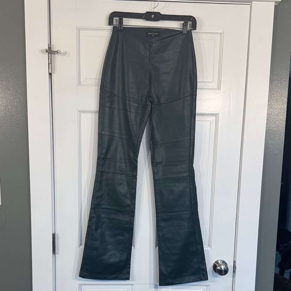Deep Green Faux Leather Pants